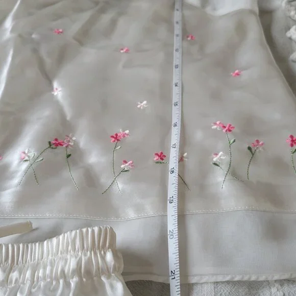Pajamagram | Floral embroidered silky PJ set | White/Pink | Size XL - Picture 4 of 8